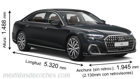 Medidas Audi A8 L 2022 con dimensiones de longitud, anchura y altura