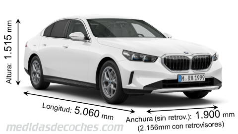 Medidas BMW Serie 5 Berlina 2024 con dimensiones de longitud, anchura y altura