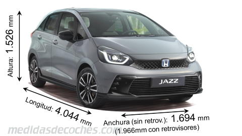 Medidas Honda Jazz 2023 con dimensiones de longitud, anchura y altura