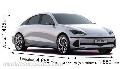 Medidas Hyundai IONIQ 6 2023 con dimensiones de longitud, anchura y altura