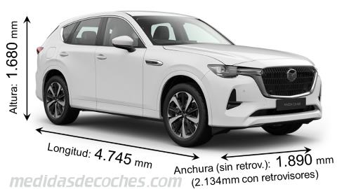 Medidas Mazda CX-60 2022 con dimensiones de longitud, anchura y altura