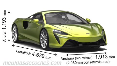 Medidas McLaren Artura 2021 con dimensiones de longitud, anchura y altura