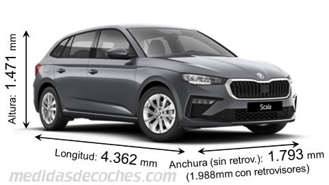 Škoda Scala largo x ancho x alto