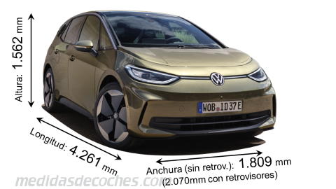 Medidas Volkswagen ID.3 2024 con dimensiones de longitud, anchura y altura