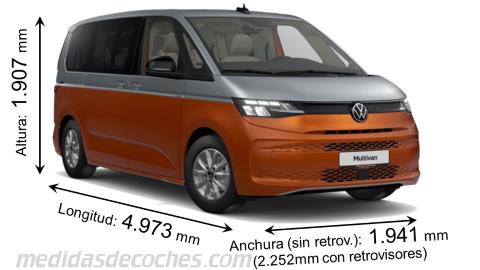 Medidas Volkswagen Multivan Corta 2022 con dimensiones de longitud, anchura y altura