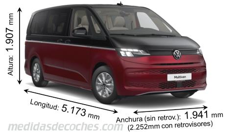 Medidas Volkswagen Multivan Larga 2022 con dimensiones de longitud, anchura y altura