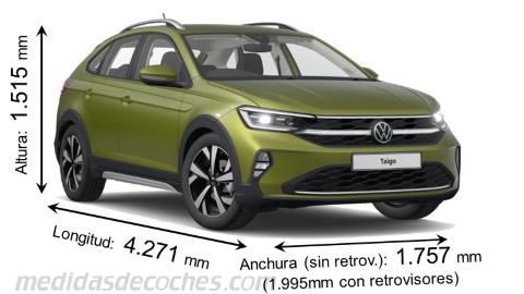 Medidas Volkswagen Taigo 2022 con dimensiones de longitud, anchura y altura