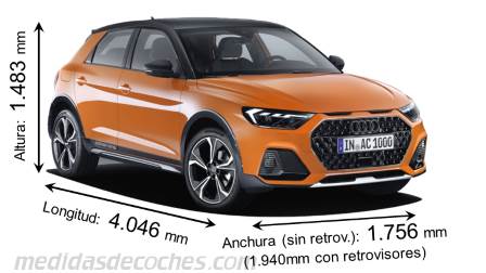 Medidas Audi A1 citycarver 2020 con dimensiones de longitud, anchura y altura