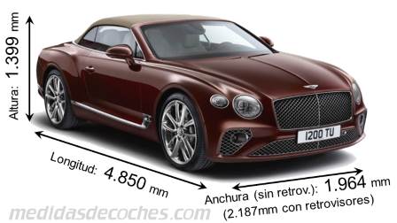 Bentley Continental GT Convertible cotas en mm