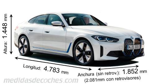 Medidas BMW i4 2022 con dimensiones de longitud, anchura y altura