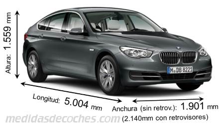Medidas BMW Serie 5 Gran Turismo 2013 con dimensiones de longitud, anchura y altura