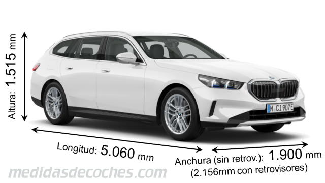 Medidas BMW Serie 5 Touring 2024 con dimensiones de longitud, anchura y altura