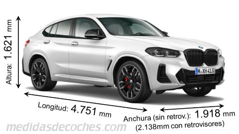 Medidas BMW X4 2022 con dimensiones de longitud, anchura y altura