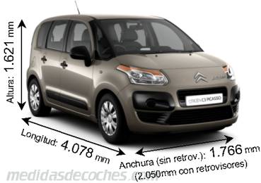 Medidas Citroen C3 Picasso 2009