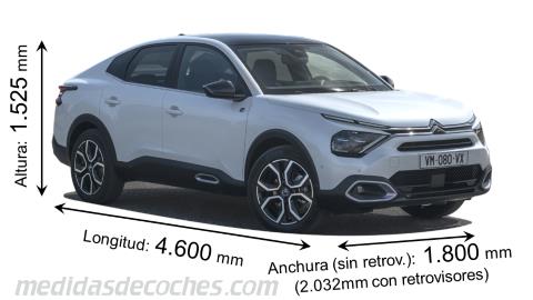 Medidas Citroen C4 X 2023 con dimensiones de longitud, anchura y altura