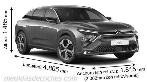 Medidas Citroen C5 X 2022 con dimensiones de longitud, anchura y altura