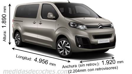 Medidas Citroen SpaceTourer M 2016 con dimensiones de longitud, anchura y altura