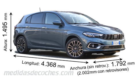 Fiat Tipo 5 puertas largo x ancho x alto