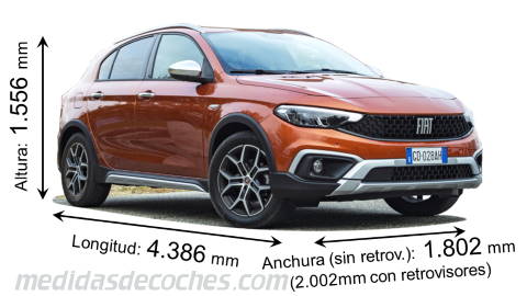 Medidas Fiat Tipo Cross 2021 con dimensiones de longitud, anchura y altura