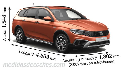 Medidas Fiat Tipo SW Cross 2022 con dimensiones de longitud, anchura y altura