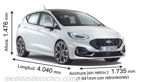 Medidas Ford Fiesta 2022 con dimensiones de longitud, anchura y altura