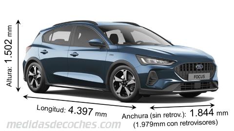 Medidas Ford Focus Active 2022 con dimensiones de longitud, anchura y altura