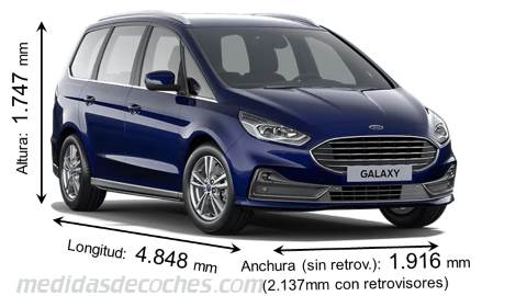 Medidas Ford Galaxy 2020 con dimensiones de longitud, anchura y altura