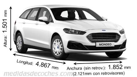 Medidas Ford Mondeo SportBreak 2019 con dimensiones de longitud, anchura y altura