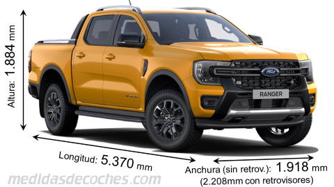 Ford Ranger largo x ancho x alto