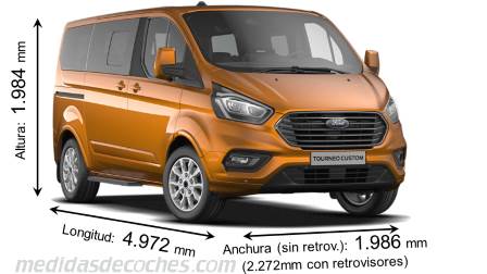 Medidas Ford Tourneo Custom L1 2018 con dimensiones de longitud, anchura y altura