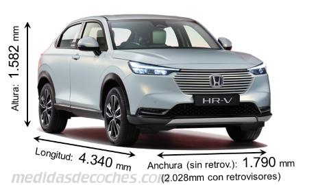 Medidas Honda HR-V 2022 con dimensiones de longitud, anchura y altura
