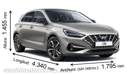 Medidas Hyundai i30 2020 con dimensiones de longitud, anchura y altura