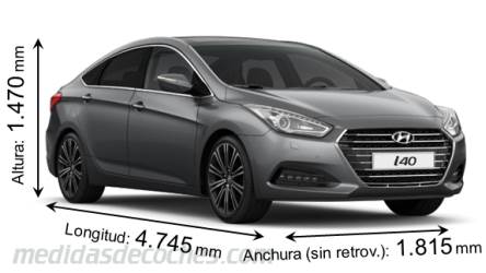 Medidas Hyundai i40 2015 con dimensiones de longitud, anchura y altura