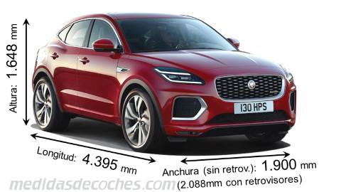 Medidas Jaguar E-PACE 2021 con dimensiones de longitud, anchura y altura