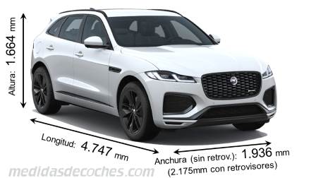 Medidas Jaguar F-PACE 2021 con dimensiones de longitud, anchura y altura