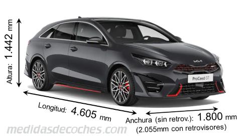 Medidas Kia ProCeed 2022 con dimensiones de longitud, anchura y altura