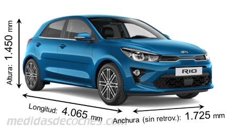 Medidas Kia Rio 2021 con dimensiones de longitud, anchura y altura