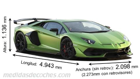 Medidas Lamborghini Aventador SVJ 2019 con dimensiones de longitud, anchura y altura