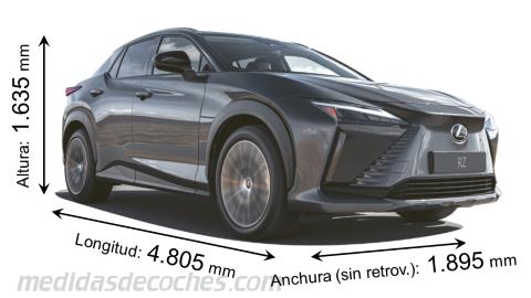 Medidas Lexus RZ 2023 con dimensiones de longitud, anchura y altura