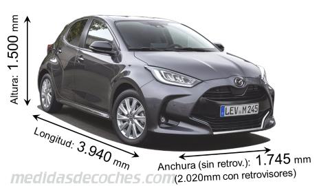 Medidas Mazda 2 Hybrid 2022 con dimensiones de longitud, anchura y altura