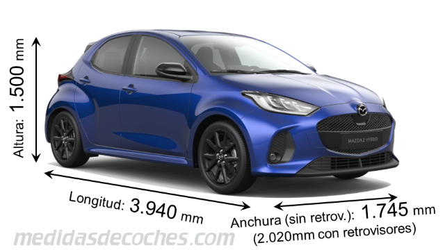Mazda 2 Hybrid cotas en mm