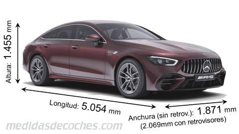 Medidas Mercedes-Benz AMG GT 4 puertas Coupé 2021 con dimensiones de longitud, anchura y altura