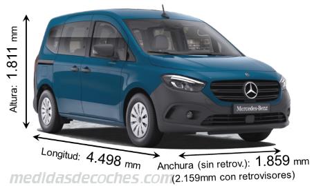 Medidas Mercedes-Benz Citan Tourer 2022 con dimensiones de longitud, anchura y altura