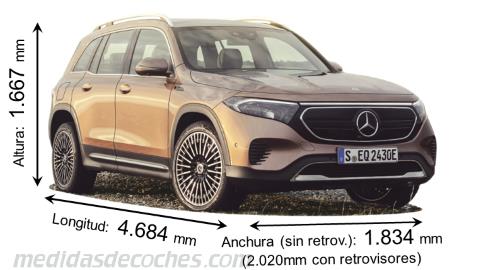 Medidas Mercedes-Benz EQB 2022 con dimensiones de longitud, anchura y altura