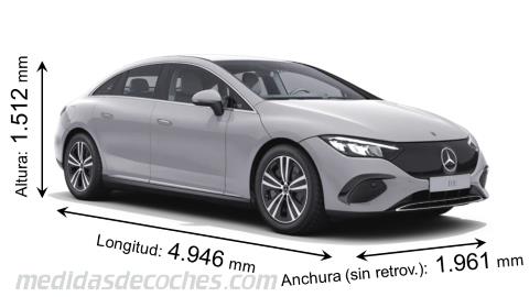 Medidas Mercedes-Benz EQE 2022 con dimensiones de longitud, anchura y altura