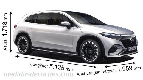 Medidas Mercedes-Benz EQS SUV 2022 con dimensiones de longitud, anchura y altura