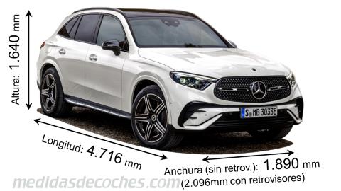 Medidas Mercedes-Benz GLC SUV 2023 con dimensiones de longitud, anchura y altura