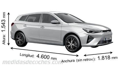 Medidas MG MG5 2022 con dimensiones de longitud, anchura y altura