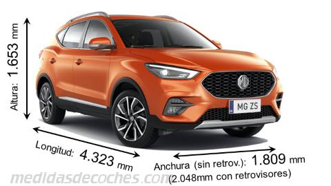 Medidas MG ZS 2022 con dimensiones de longitud, anchura y altura