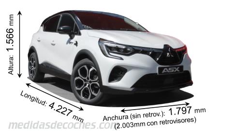 Medidas Mitsubishi ASX 2023 con dimensiones de longitud, anchura y altura